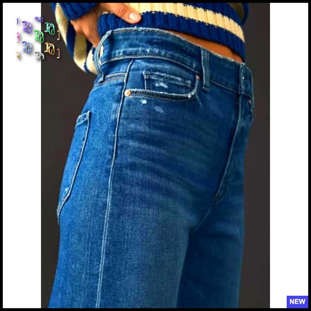 Wide Leg High Waist Jeans Stretchy Denim Boyfriend Fit Trendy Fall 2025 - Picture 5 of 6